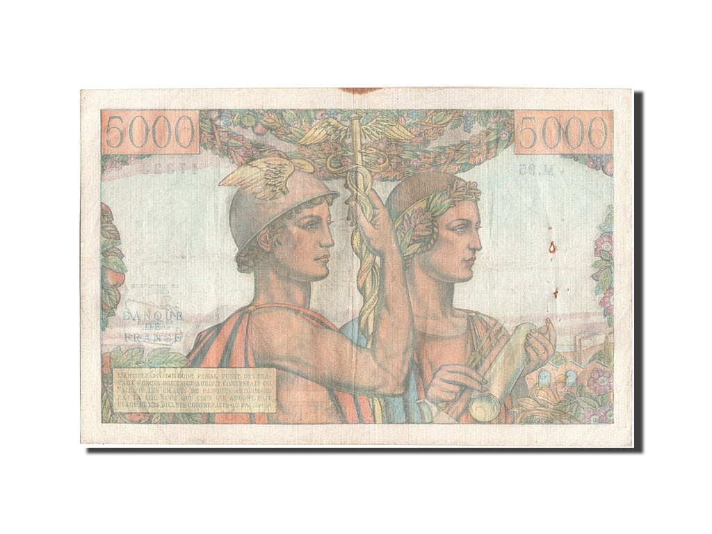 Banconote, Francia, 5000 Francs, 5 000 F 1949-1957 ''Terre et Mer'', 1952