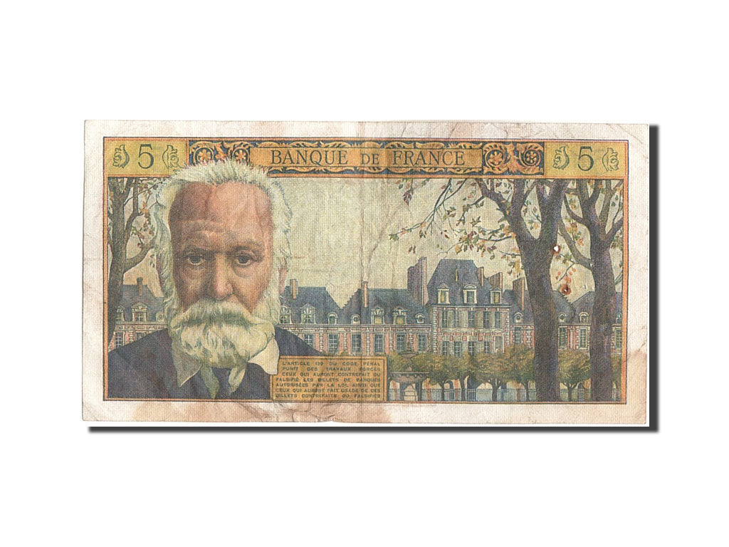 France, 5 Nouveaux Francs, 5 NF 1959-1965 ''Victor Hugo'', 1965, KM #141a,...
