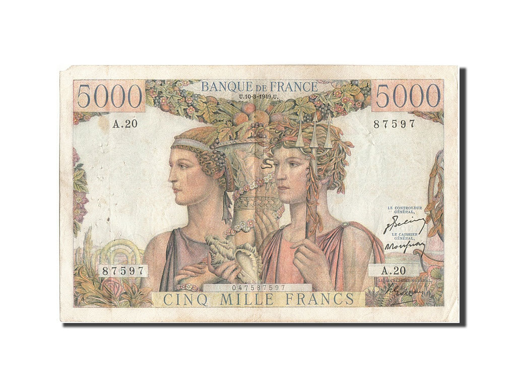 Francia, 5000 Francs, 5 000 F 1949-1957 ''Terre et Mer'', 1949, 1949-03-10, M...