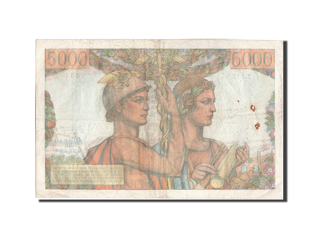 France, 5000 Francs, 5 000 F 1949-1957 ''Terre et Mer'', 1953, KM #131c,...