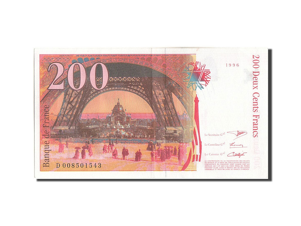 France, 200 Francs, 200 F 1995-1999 ''Eiffel'', 1996, KM #159a, AU(55-58),...