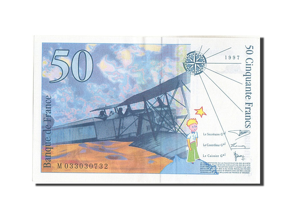 France, 50 Francs, 50 F 1992-1999 ''St Exupéry'', 1997, KM #157Ad, UNC(63), M...