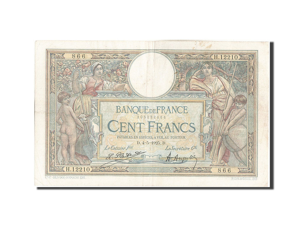 Banknote, France, 100 Francs, 100 F 1908-1939 ''Luc Olivier Merson'', 1925
