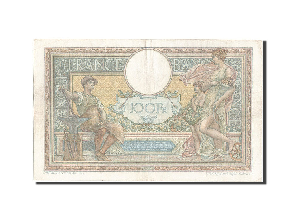 Banknote, France, 100 Francs, 100 F 1908-1939 ''Luc Olivier Merson'', 1925
