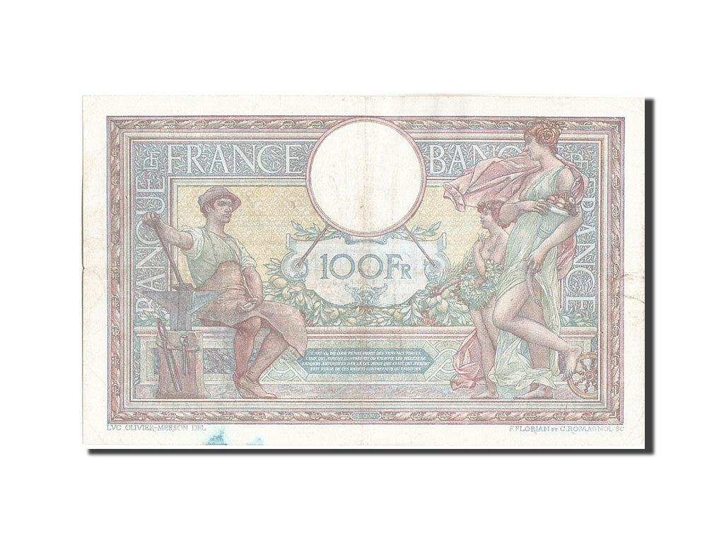 France, 100 Francs, 100 F 1908-1939 ''Luc Olivier Merson'', 1919, KM #71a,...