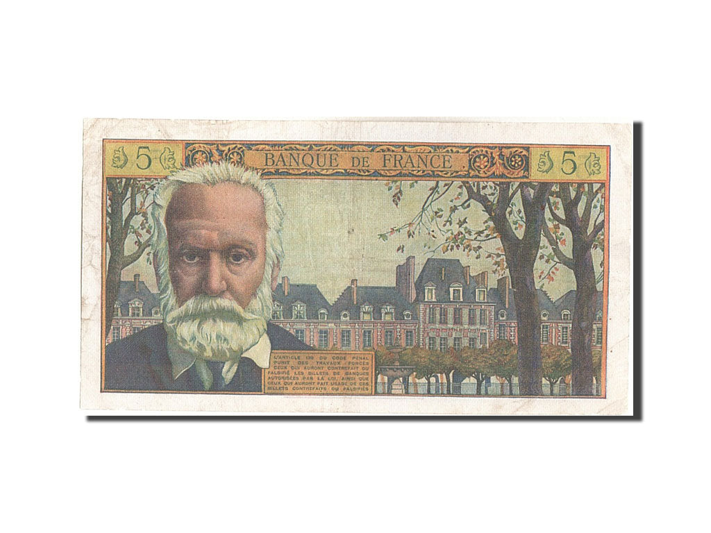 France, 5 Nouveaux Francs, 5 NF 1959-1965 ''Victor Hugo'', 1962, KM #141a,...