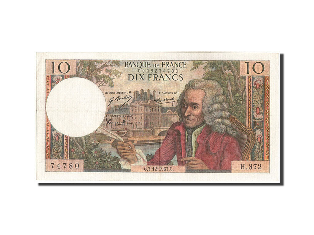 France, 10 Francs, 10 F 1963-1973 ''Voltaire'', 1967, KM #147c, AU(55-58),...