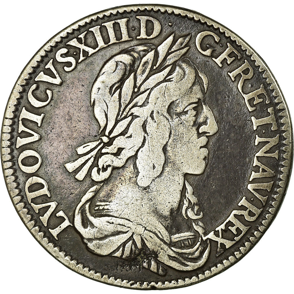 Monnaie, France, Louis XIII, 1/4 Écu 2e poinçon de Warin, buste drapé et
