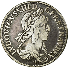 Monnaie, France, Louis XIII, 1/4 Écu 2e poinçon de Warin, buste drapé et