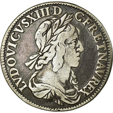 Moneda, Francia, Louis XIII, 1/4 Écu 2e poinçon de Warin, buste drapé et