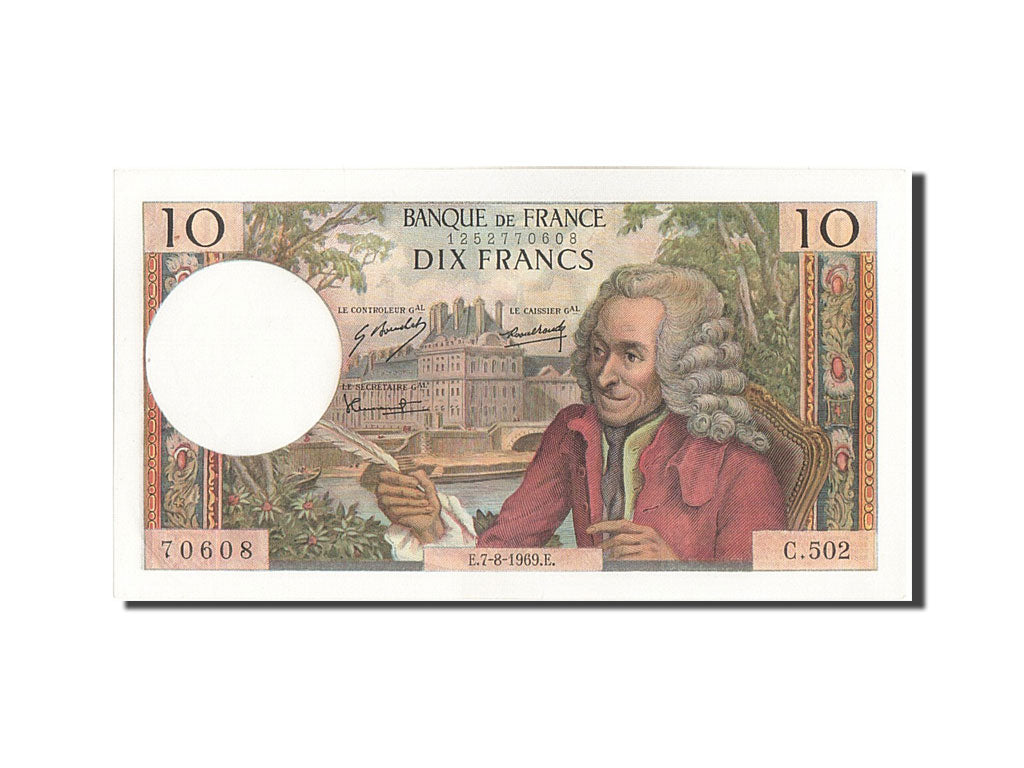 Banknote, France, 10 Francs, 10 F 1963-1973 ''Voltaire'', 1969, UNC(63)
