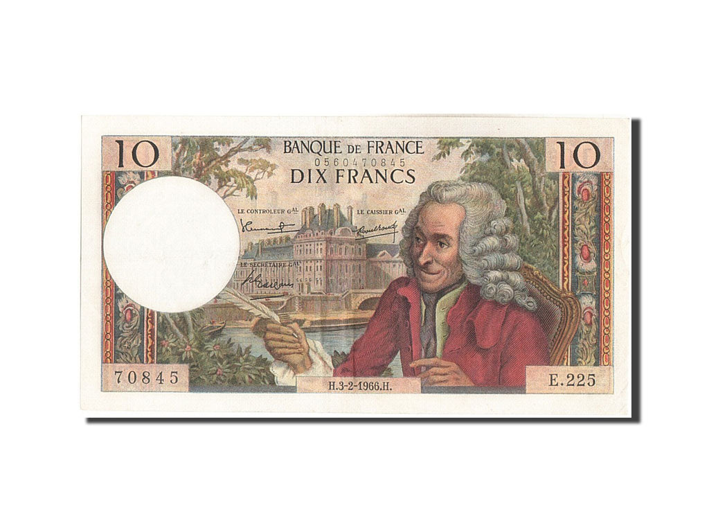 France, 10 Francs, 10 F 1963-1973 ''Voltaire'', 1966, KM #147c, 1966-02-03,...