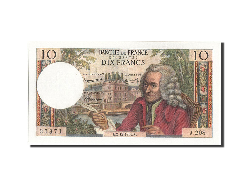Billete, Francia, 10 Francs, 10 F 1963-1973 ''Voltaire'', 1965, 1965-12-02, UNC