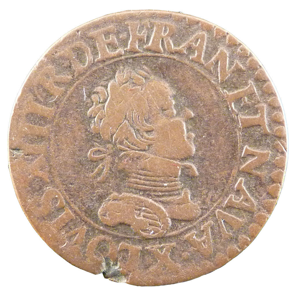 Coin, France, Louis XIII, Double tournois, buste laurée et cuirassé, Double