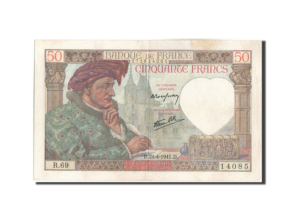 Biljet, Frankrijk, 50 Francs, 50 F 1940-1942 ''Jacques Coeur'', 1941