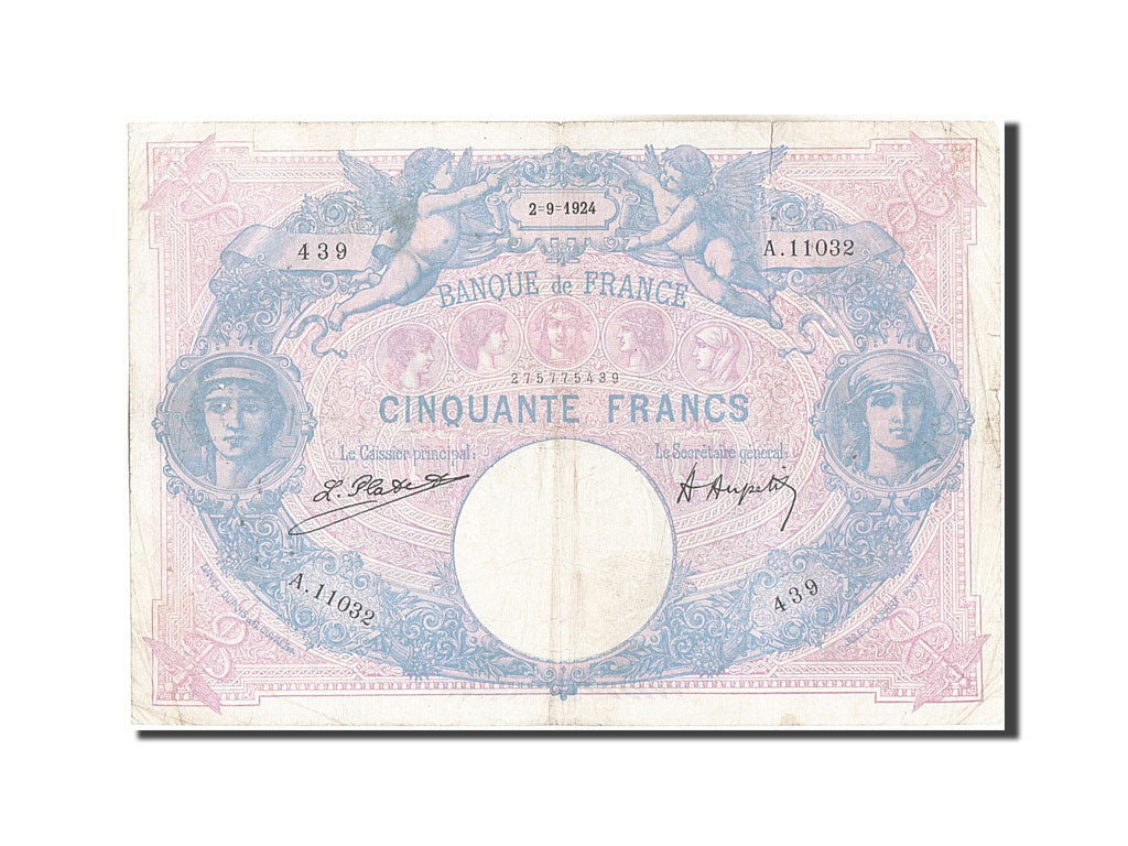 Banknote, France, 50 Francs, 50 F 1889-1927 ''Bleu et Rose'', 1924, 1924-09-02