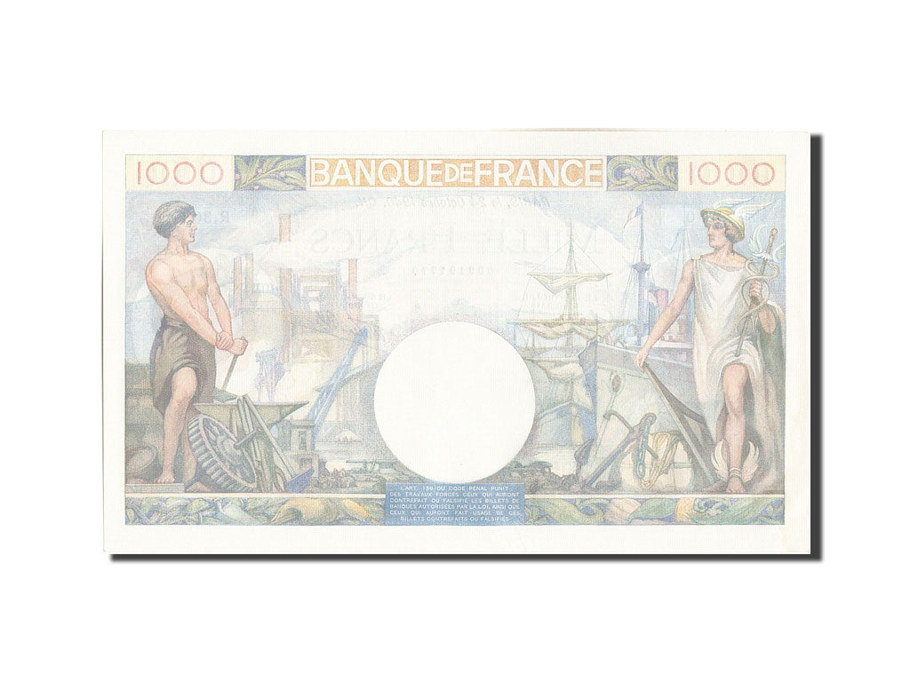 Biljet, Frankrijk, 1000 Francs, 1 000 F 1940-1944 ''Commerce et Industrie''