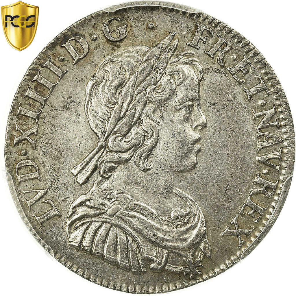Moneta, Francia, Louis XIV, 1/4 Écu à la mèche courte, 1/4 Ecu, 1644, Paris