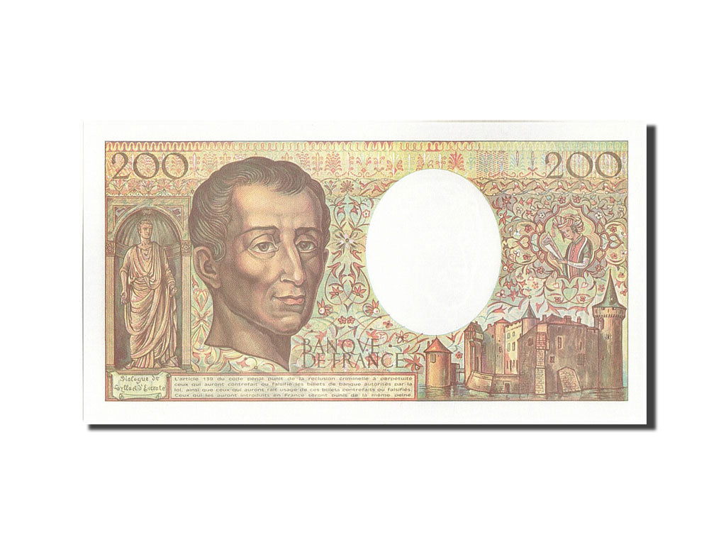France, 200 Francs, 200 F 1981-1994 ''Montesquieu'', 1992, KM #155e,...