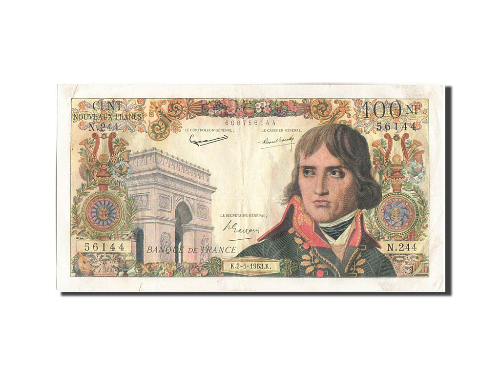 France, 100 Nouveaux Francs, 100 NF 1959-1964 ''Bonaparte'', 1963, KM #144a,...