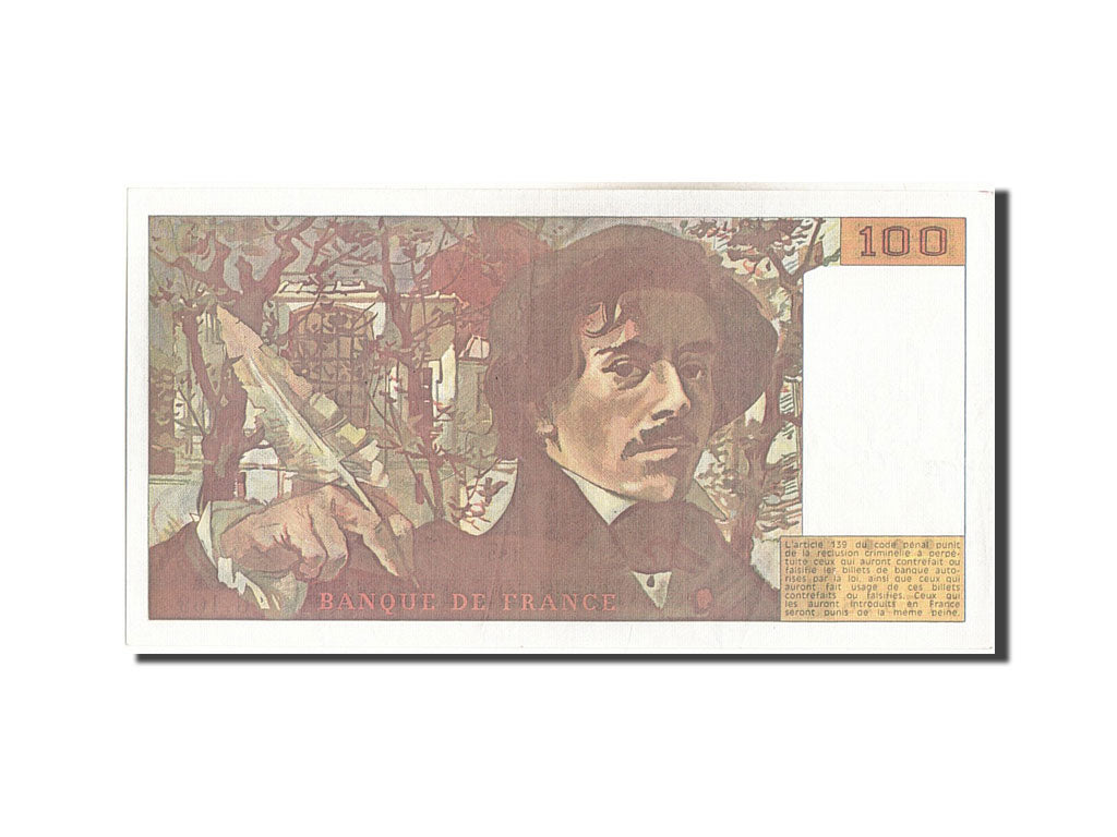 France, 100 Francs, 100 F 1978-1995 ''Delacroix'', 1990, KM #154e, AU(55-58),...