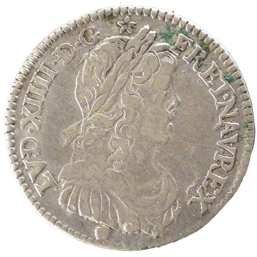 FRANCE, 1/12 Écu à la mèche longue, 1/12 ECU, 10 Sols, 1659, Limoges, KM #166.9,