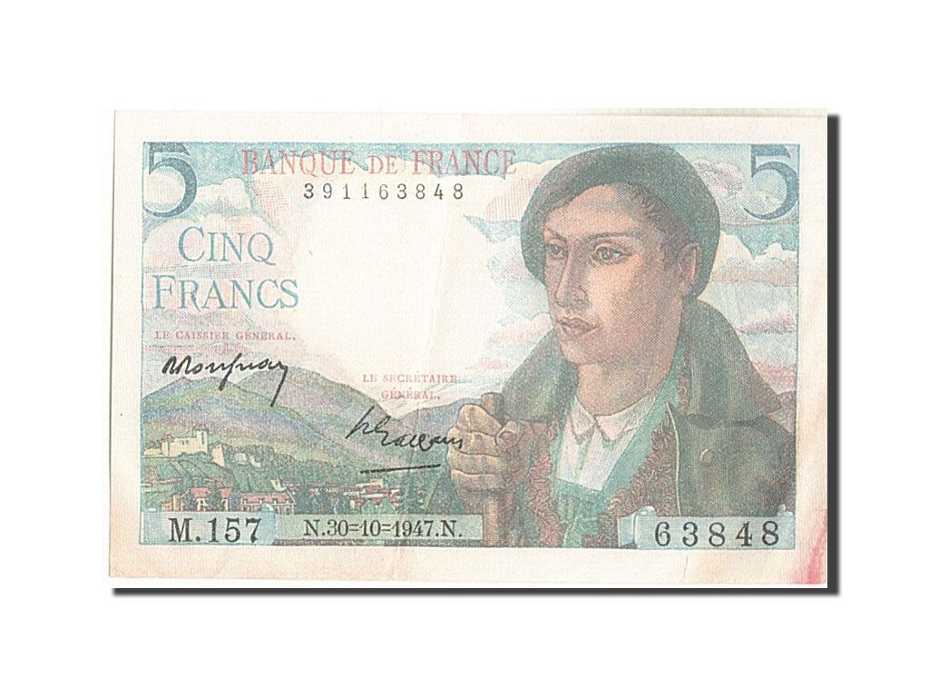 Banknote, France, 5 Francs, 5 F 1966-1970 ''Pasteur'', 1947, 1947-10-30