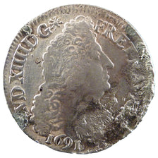 FRANCE, 1/2 Écu aux 8 L, 1/2 Ecu, 1691, Paris, VG(8-10), Silver, Gadoury #184, .
