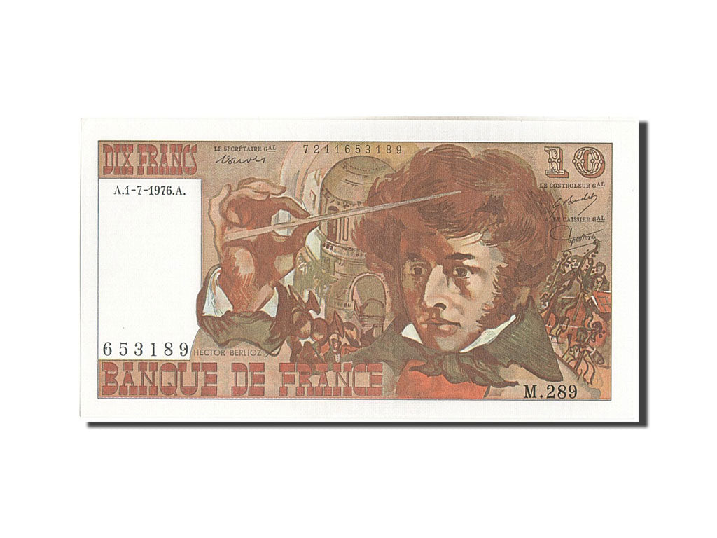 France, 10 Francs, 10 F 1972-1978 ''Berlioz'', 1976, KM #150c, 1976-07-01,...