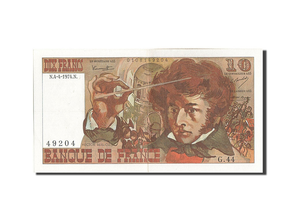 France, 10 Francs, 10 F 1972-1978 ''Berlioz'', 1974, KM #150a, 1974-04-04,...