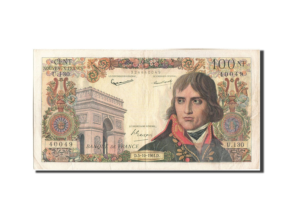 France, 100 Nouveaux Francs, 100 NF 1959-1964 ''Bonaparte'', 1961, KM #144a,...