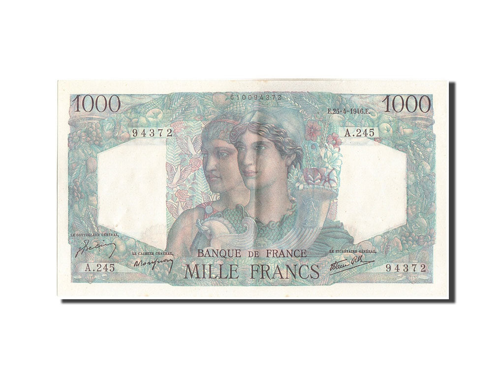 Banknote, France, 1000 Francs, 1 000 F 1945-1950 ''Minerve et Hercule'', 1946