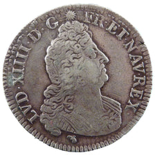FRANCE, 1/2 Écu aux 8L 2e type, 1/2 Ecu, 1704, Lyons, VF(30-35), Silver, Gadoury