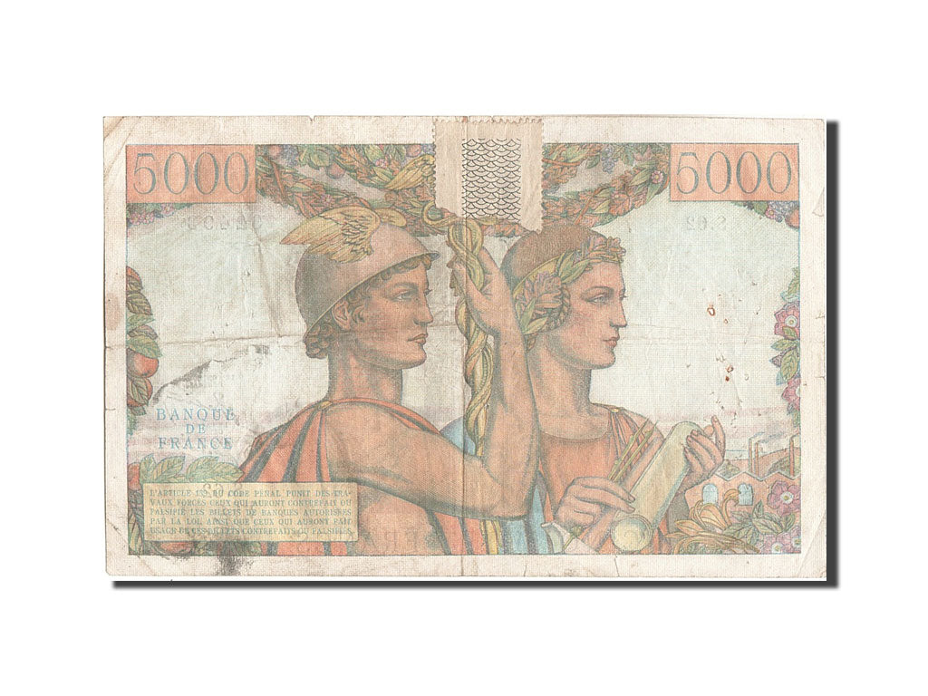 France, 5000 Francs, 5 000 F 1949-1957 ''Terre et Mer'', 1951, KM #131b,...