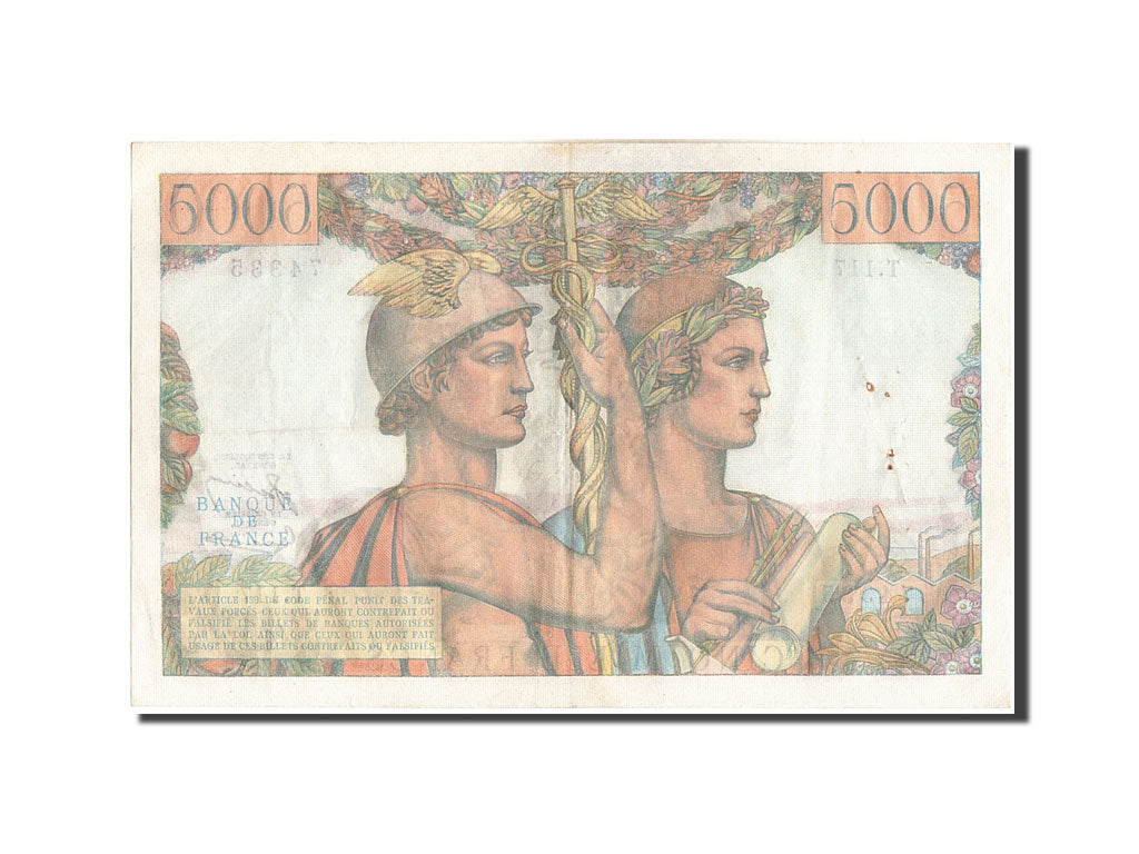 France, 5000 Francs, 5 000 F 1949-1957 ''Terre et Mer'', 1953, KM #131c,...