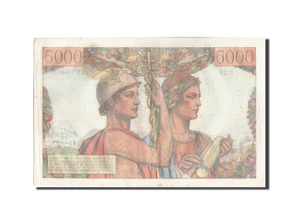 France, 5000 Francs, 5 000 F 1949-1957 ''Terre et Mer'', 1949, KM #131a,...