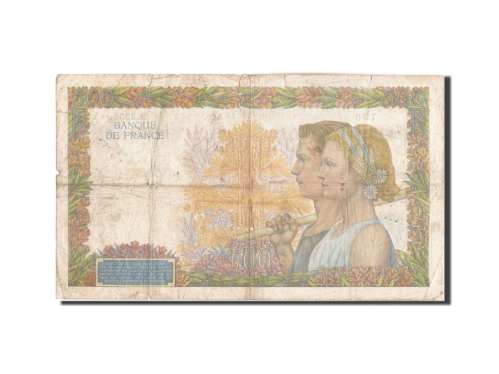 Francia, 500 Francs, 500 F 1940-1944 ''La Paix'', 1941, KM:95b, 1941-06-26, M...