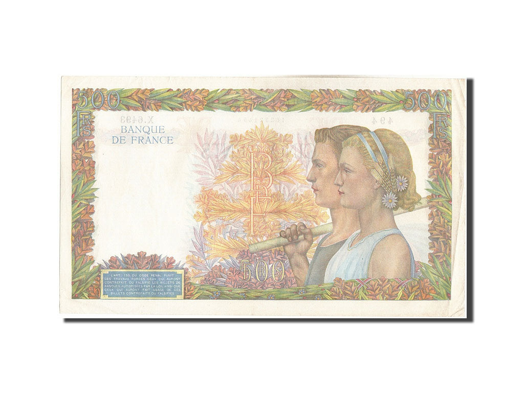 France, 500 Francs, 500 F 1940-1944 ''La Paix'', 1940, KM #95b, 1942-07-23,...