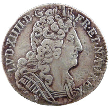 FRANCE, 1/4 Écu aux 3 couronnes, 1/4 Ecu, 1711, Lyons, VF(30-35), Silver, ...