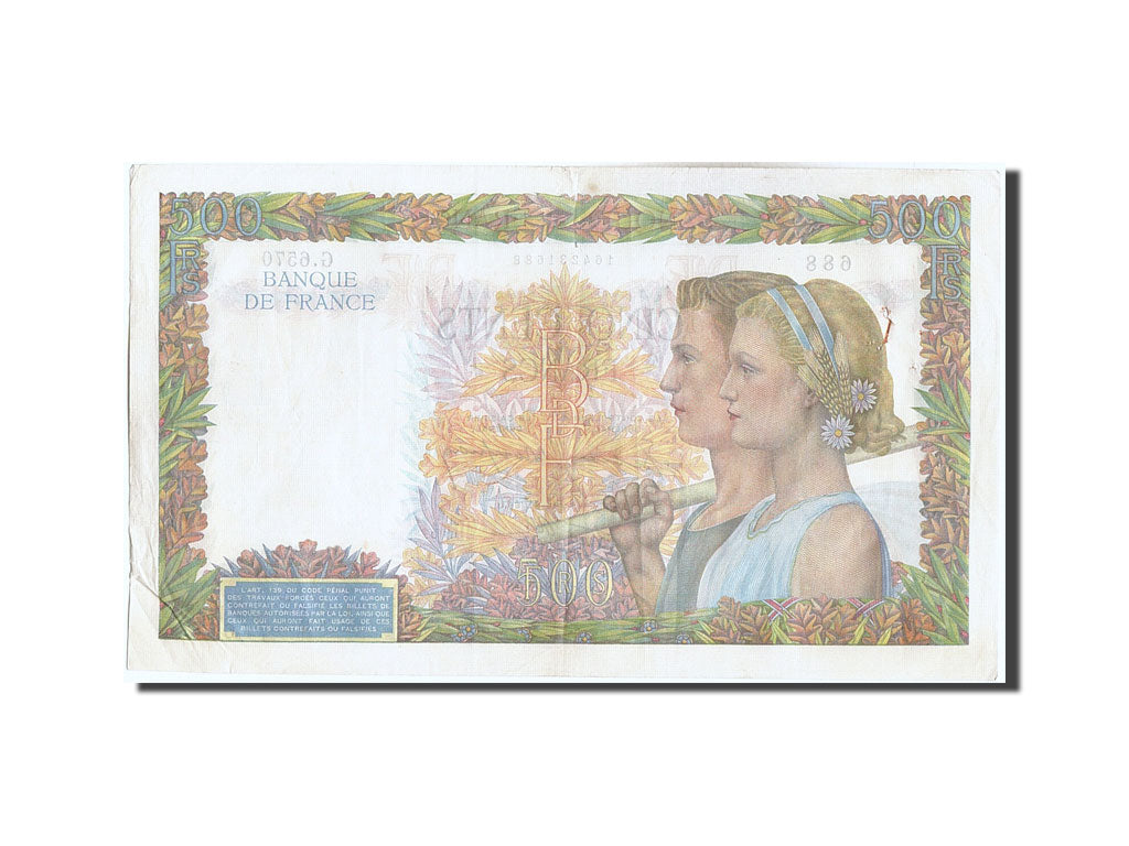 France, 500 Francs, 500 F 1940-1944 ''La Paix'', 1942, KM #95b, 1942-09-03,...