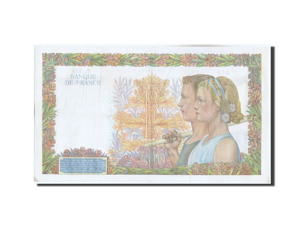 France, 500 Francs, 500 F 1940-1944 ''La Paix'', 1942, KM #95b, 1942-07-16,...