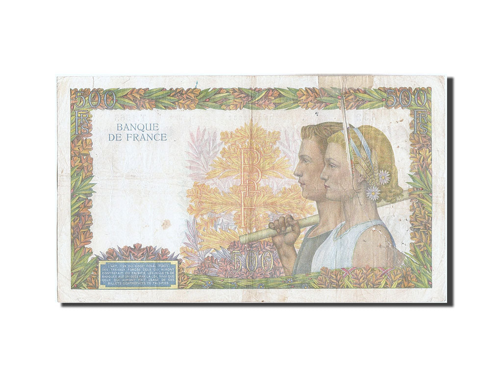 France, 500 Francs, 500 F 1940-1944 ''La Paix'', 1940, KM #95a, 1940-12-05,...
