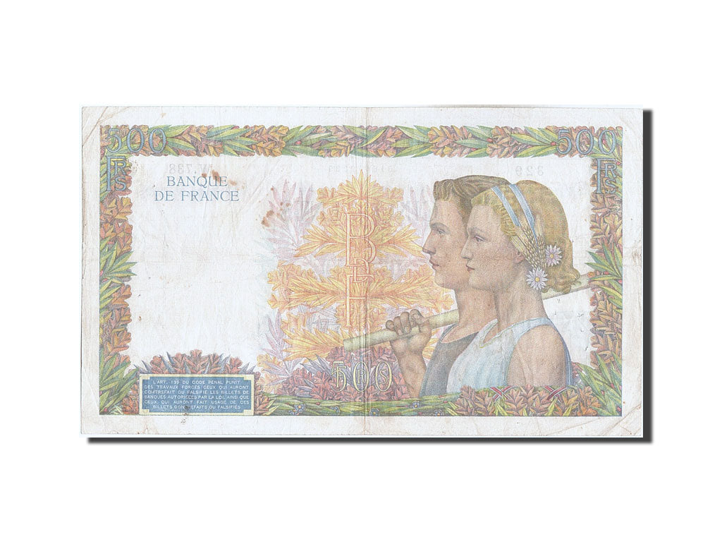 Francia, 500 Francs, 500 F 1940-1944 ''La Paix'', 1940, KM:95a, 1940-07-11, M...