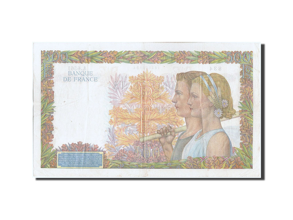 Banconote, Francia, 500 Francs, 500 F 1940-1944 ''La Paix'', 1942, 1942-09-03