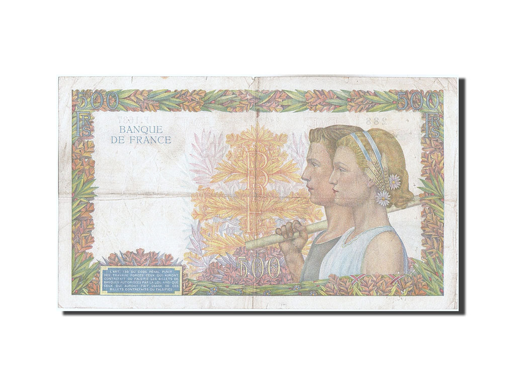 France, 500 Francs, 500 F 1940-1944 ''La Paix'', 1940, KM #95a, 1940-12-19,...