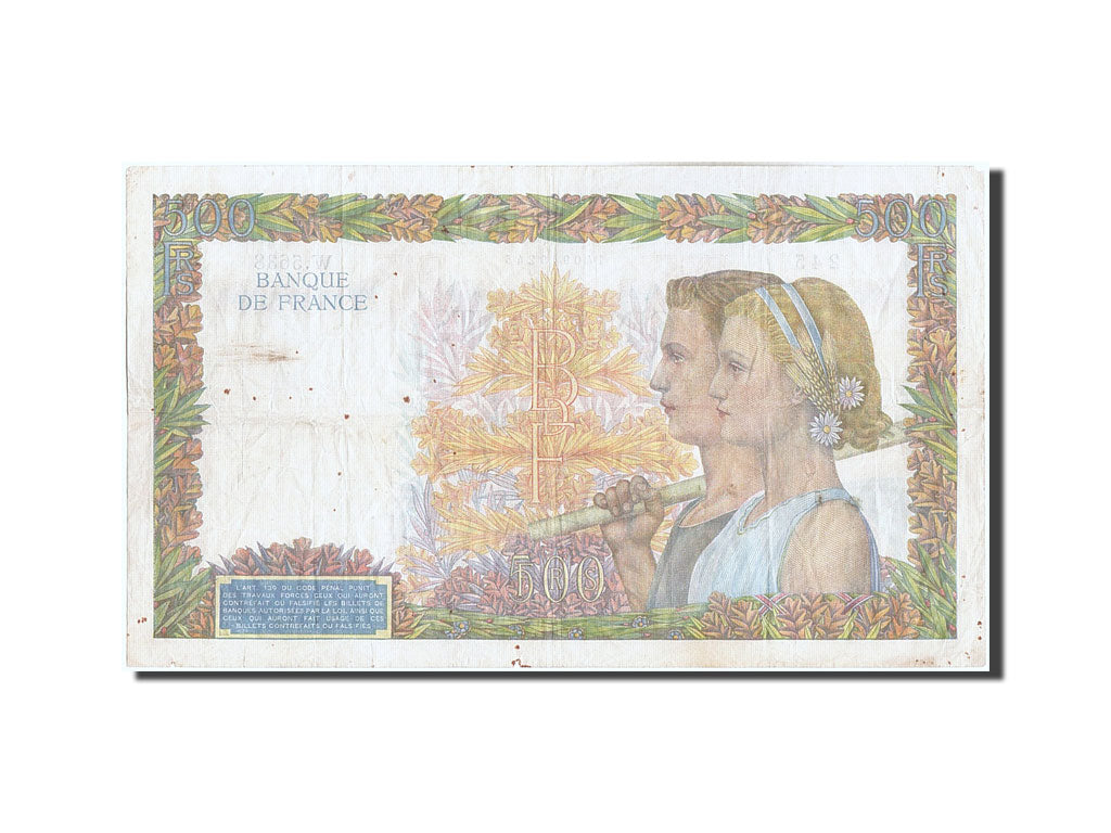 France, 500 Francs, 500 F 1940-1944 ''La Paix'', 1942, KM #95b, 1942-04-09,...
