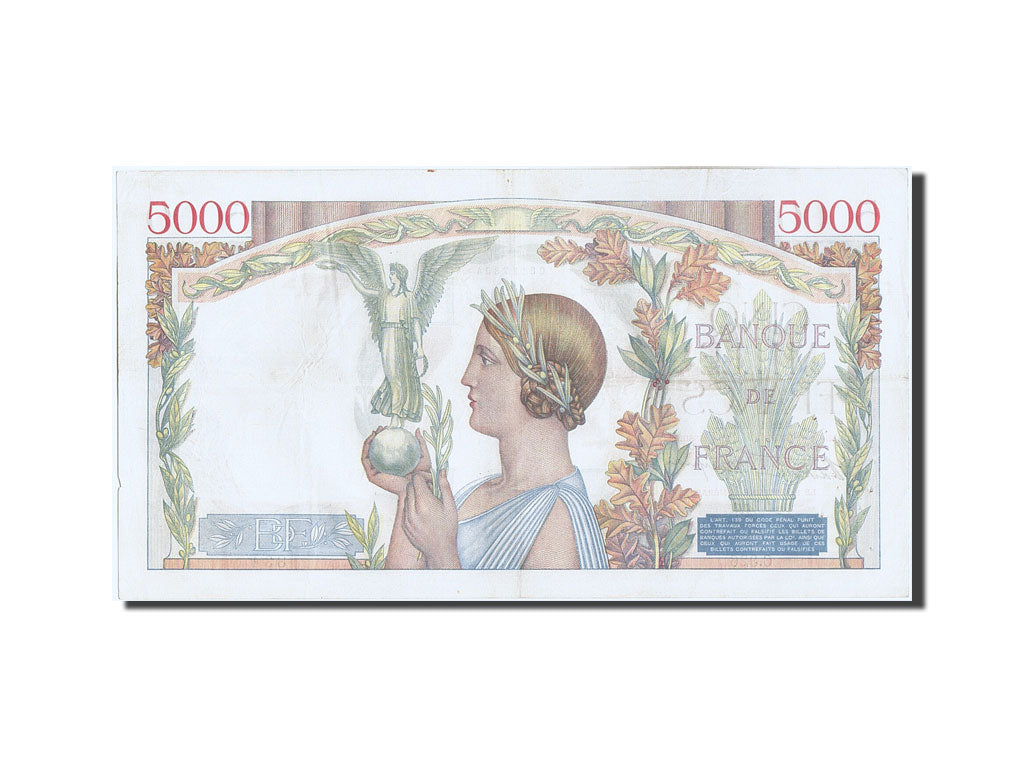 Geldschein, Frankreich, 5000 Francs, 5 000 F 1934-1944 ''Victoire'', 1939