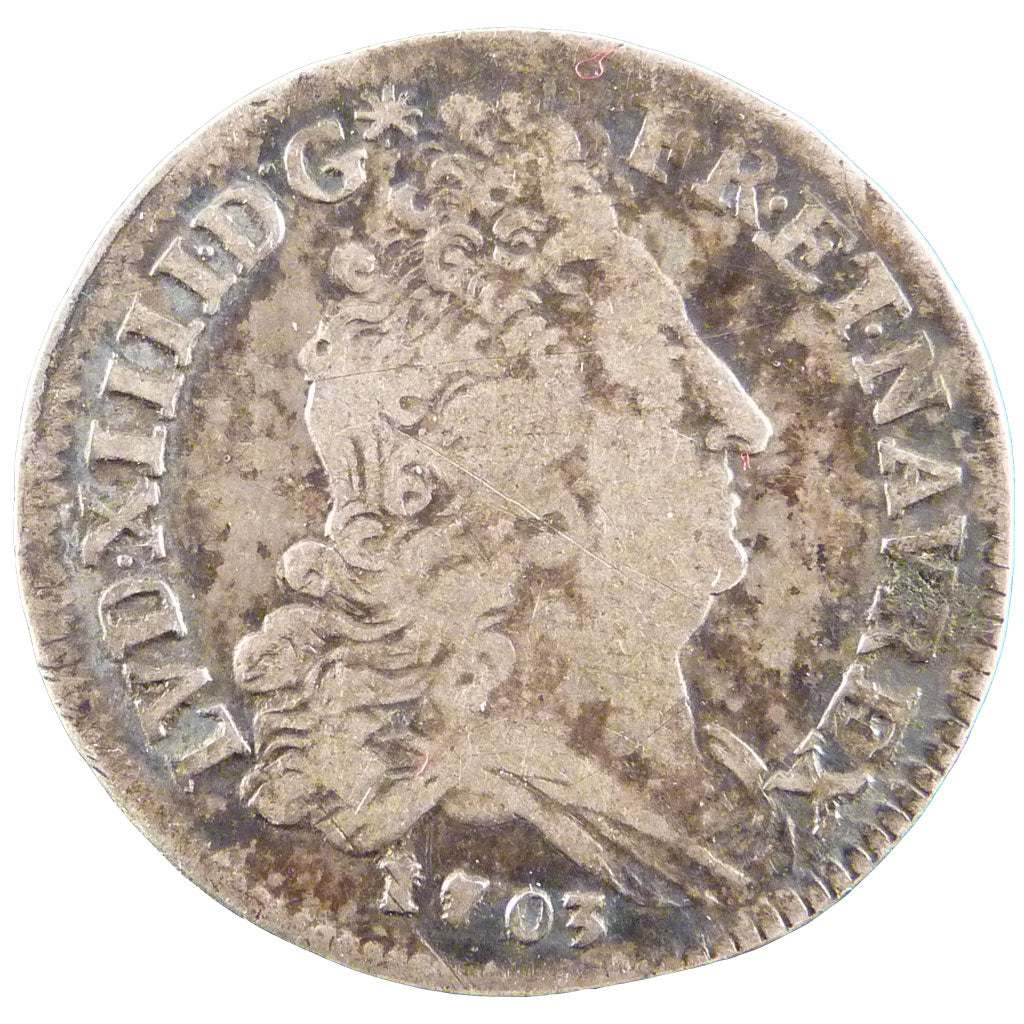FRANCE, 10 Sols aux insignes, 10 Sols, 1703, Paris, VF(30-35), Silver, Gadoury..