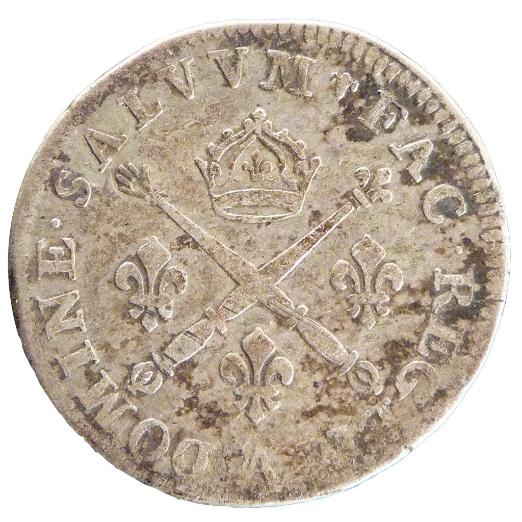 FRANCE, 10 Sols aux insignes, 10 Sols, 1703, Paris, VF(30-35), Silver, Gadoury..