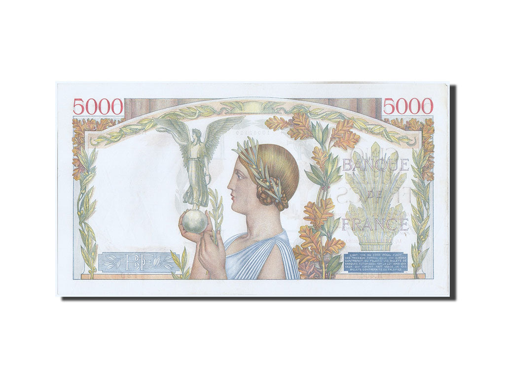 Banknot, Francja, 5000 Francs, Victoire, 1939, 1939-10-19, EF(40-45)